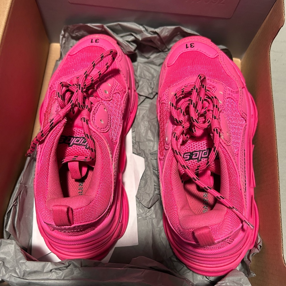 Balenciaga Kids Bright Pink Triple S Sneakers